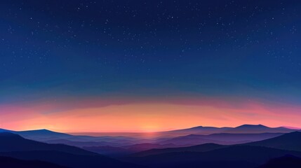 Obraz premium Mountainous Landscape with Starry Sky