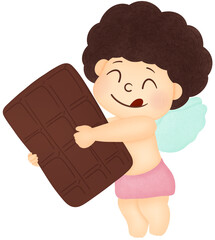 Cupid with holding chocolate 