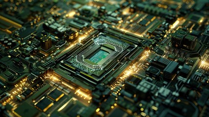 Obraz premium Close-up of a Circuit Board with a CPU