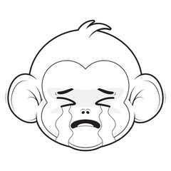 monkey crying face outline cartoon cute