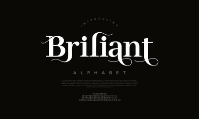 Brilliant typography beauty fashion elegant minimalist serif italic fonts decorative wedding vintage retro logos. Minimal luxury font alphabet logo. Vector illustration