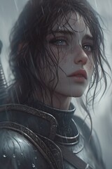 portrait of fantasy anime female warrior