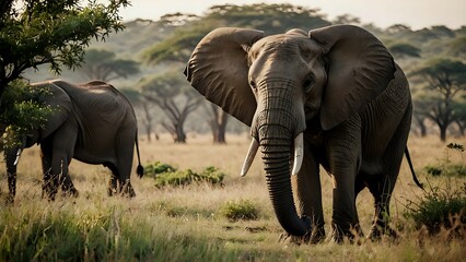 Fototapeta premium elephants in the savannah