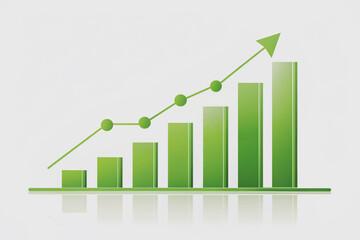 A minimalist green-themed growth chart graphic design on a white background featuring simple symbols, empty middle space, and clean lines, conveying business success.