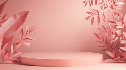 close up view of modern pink product podium on aesthetic geometric background. Ai generated image