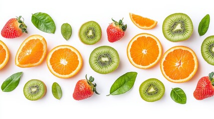 Naklejka premium Fresh Fruits on White Background for Healthy Living