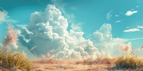 Whimsical Cloudy Landscapes Featuring Plants for Marketing Visuals