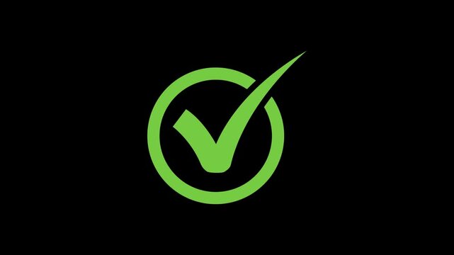 Animated flat voting icon with simple motion at alpha png transparent background.
Check mark symbol. approved tick mark icon, Check mark neon animation on transparent background.