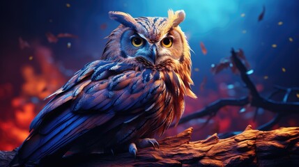 owl in the night HD 8K wallpaper Stock Photographic Image 