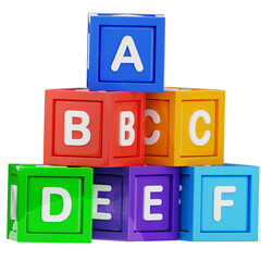 Alphabet cube 3d illustration. education tool icon.