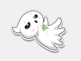 Holidays cartoon character. Happy halloween with cute ghost sticker. Cute spooky ghosts.
