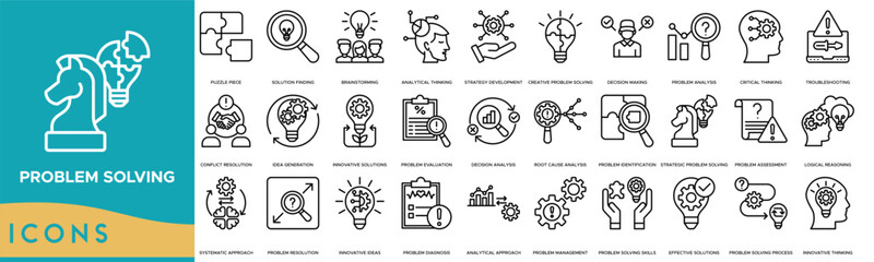 Problem Solving icon. Puzzle Piece, Solution Finding, Brainstorming, Analytical Thinking and Strategy Development