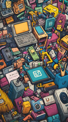 Obraz premium colorful doodle art wallpaper. doodle art cartoon background