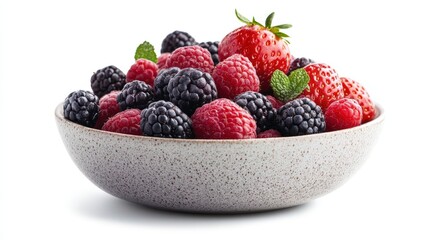 Obraz premium Fresh Mixed Berries in a Decorative Bowl