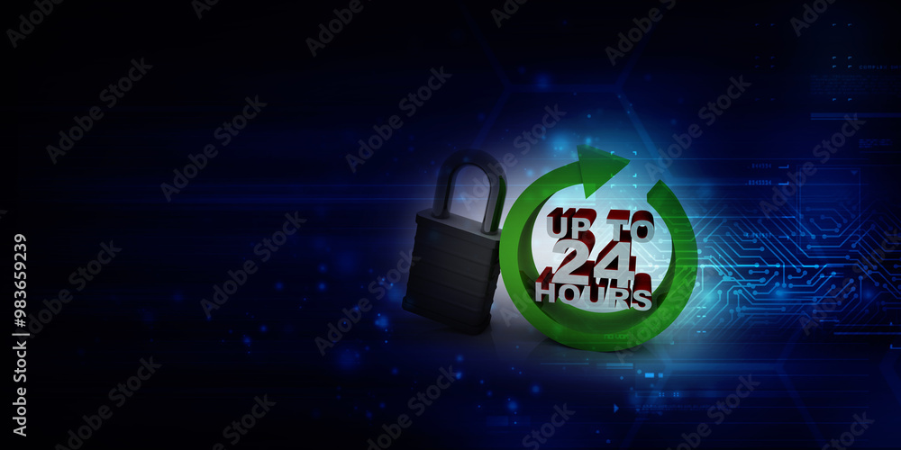 Poster concept: opening hours sign. 3d rendering