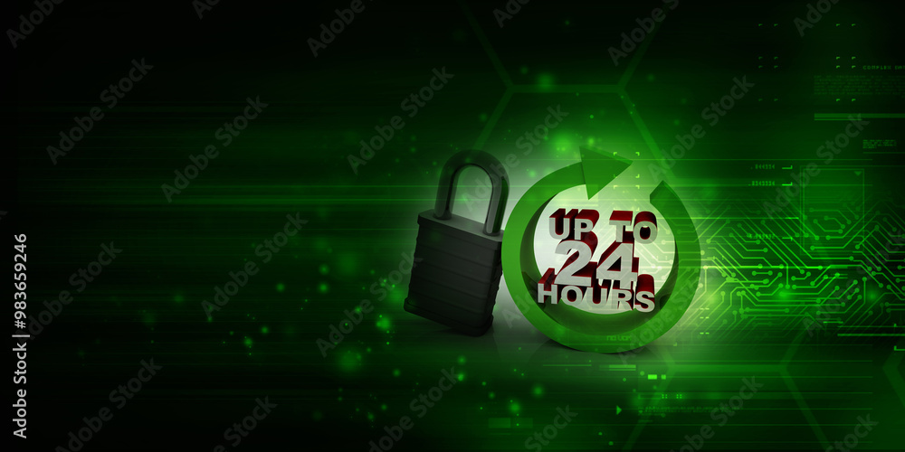 Poster concept: opening hours sign. 3d rendering