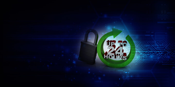 Concept: Opening hours sign. 3D rendering