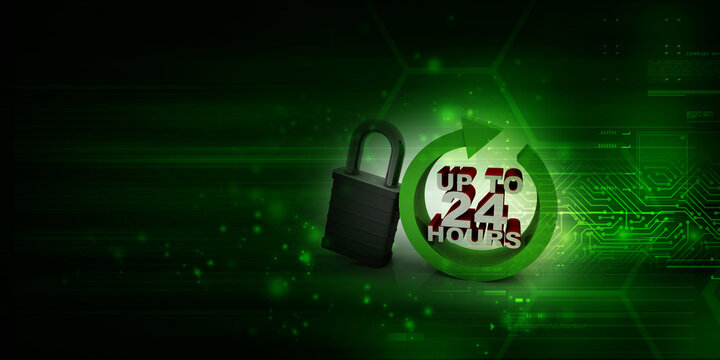 Concept: Opening hours sign. 3D rendering