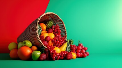 Abundance mindset illustrated by overflowing cornucopia with vibrant fruits