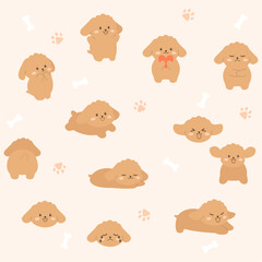 Vector illustration of cute brown puppies.