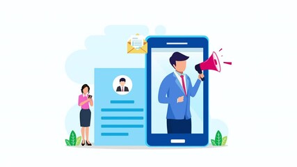 Hiring and recruitment concept. Job interview, recruitment agency 2d video animation 4k clip