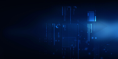 2d illustration Abstract futuristic electronic circuit technology background