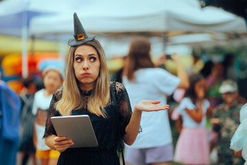 Stressed Event Organized Planning a Halloween party. Professional PR person feeling guilty at...