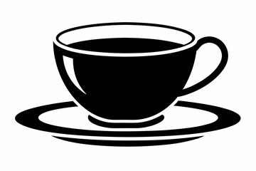 Tea cup icon, Hot drink icon, Tea cup silhouette, Vector Illustration