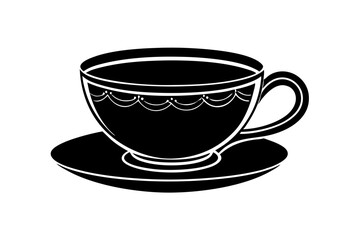 Tea cup icon, Hot drink icon, Tea cup silhouette, Vector Illustration