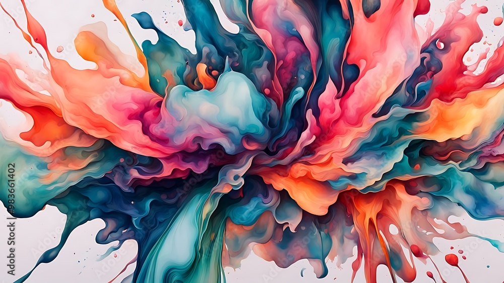Aufkleber fluid color splashes blending into each other, forming an abstract artwork with a high-quality water