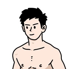 Fototapeta premium cartoon happy boy with chest on white background