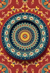 Fashion Background with Intricate Plate: Round Ethnic Ornament Vector Graphic 