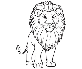 Lion cartoon isolated on white background line art silhouette vector