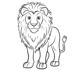 Lion cartoon isolated on white background line art silhouette vector