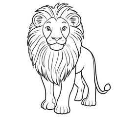 Lion cartoon isolated on white background line art silhouette vector
