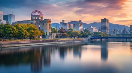 Fototapeta premium Hiroshima Peace Memorial Park at Sunset