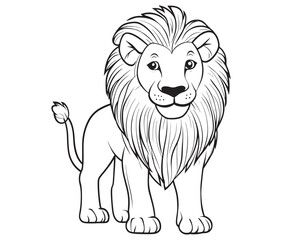 Lion cartoon isolated on white background line art silhouette vector