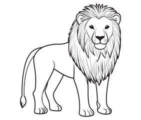 Lion cartoon isolated on white background line art silhouette vector