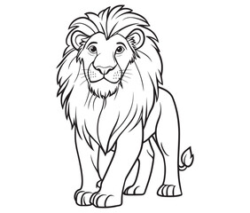 Lion cartoon isolated on white background line art silhouette vector