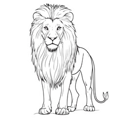 Lion cartoon isolated on white background line art silhouette vector