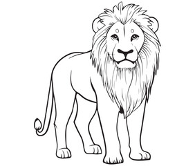 Lion cartoon isolated on white background line art silhouette vector