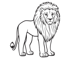 Lion cartoon isolated on white background line art silhouette vector