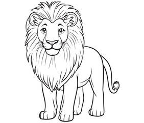 Lion cartoon isolated on white background line art silhouette vector