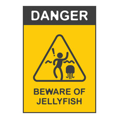 Beware of jellyfish  flat symbol