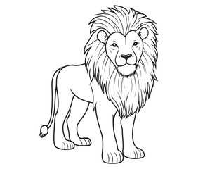 Lion cartoon isolated on white background line art silhouette vector