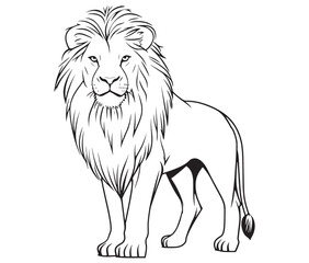 Lion cartoon isolated on white background line art silhouette vector