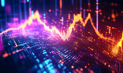 Futuristic Stock Market Chart with Glowing Data or Dynamic Financial Timeline for graphic background