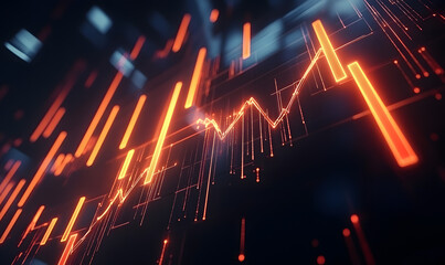 Futuristic Stock Market Chart with Glowing Data or Dynamic Financial Timeline for graphic background