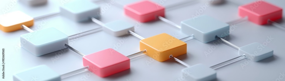 Poster abstract network connection with colored blocks and rods