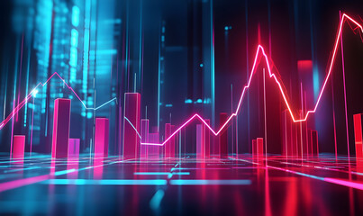 Futuristic Stock Market Chart with Glowing Data or Dynamic Financial Timeline for graphic background